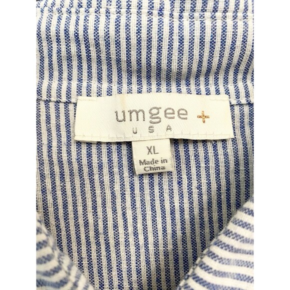 Umgee Blue Striped Tunic with Cream Lace Hem - Picture 8 of 13